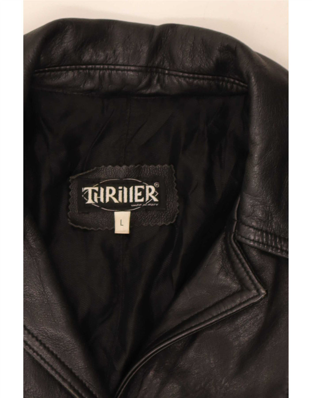 Vintage mujer cuero abrigo Reino Unido 16 grande negro