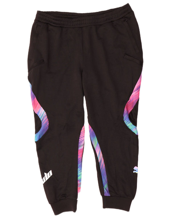 Puma Mujer Gráfico Chándal Pantalones Joggers UK 40 XL Negro Colorblock