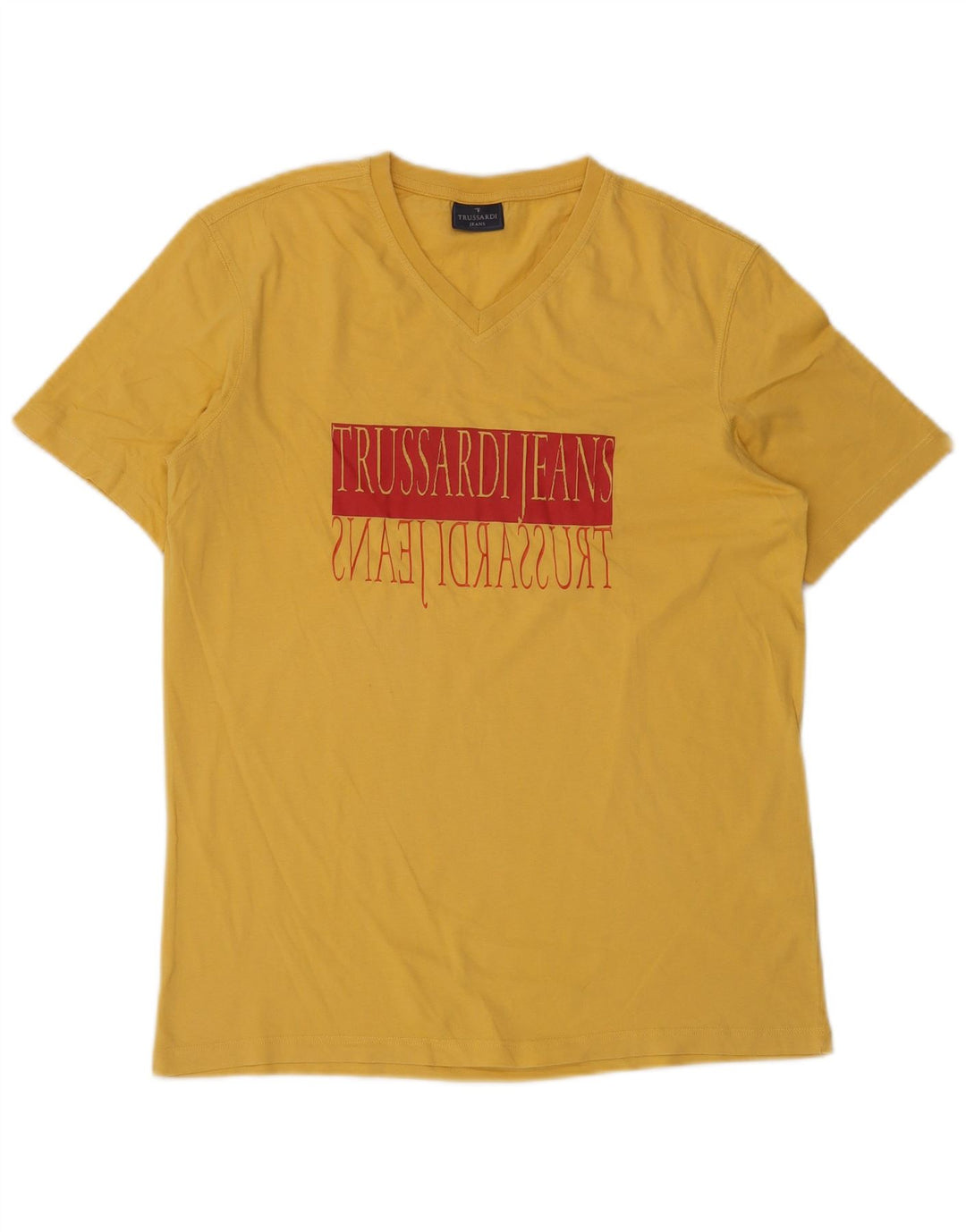 TRUSSARDI JEANS Camiseta gráfica para hombre Top de algodón amarillo medio