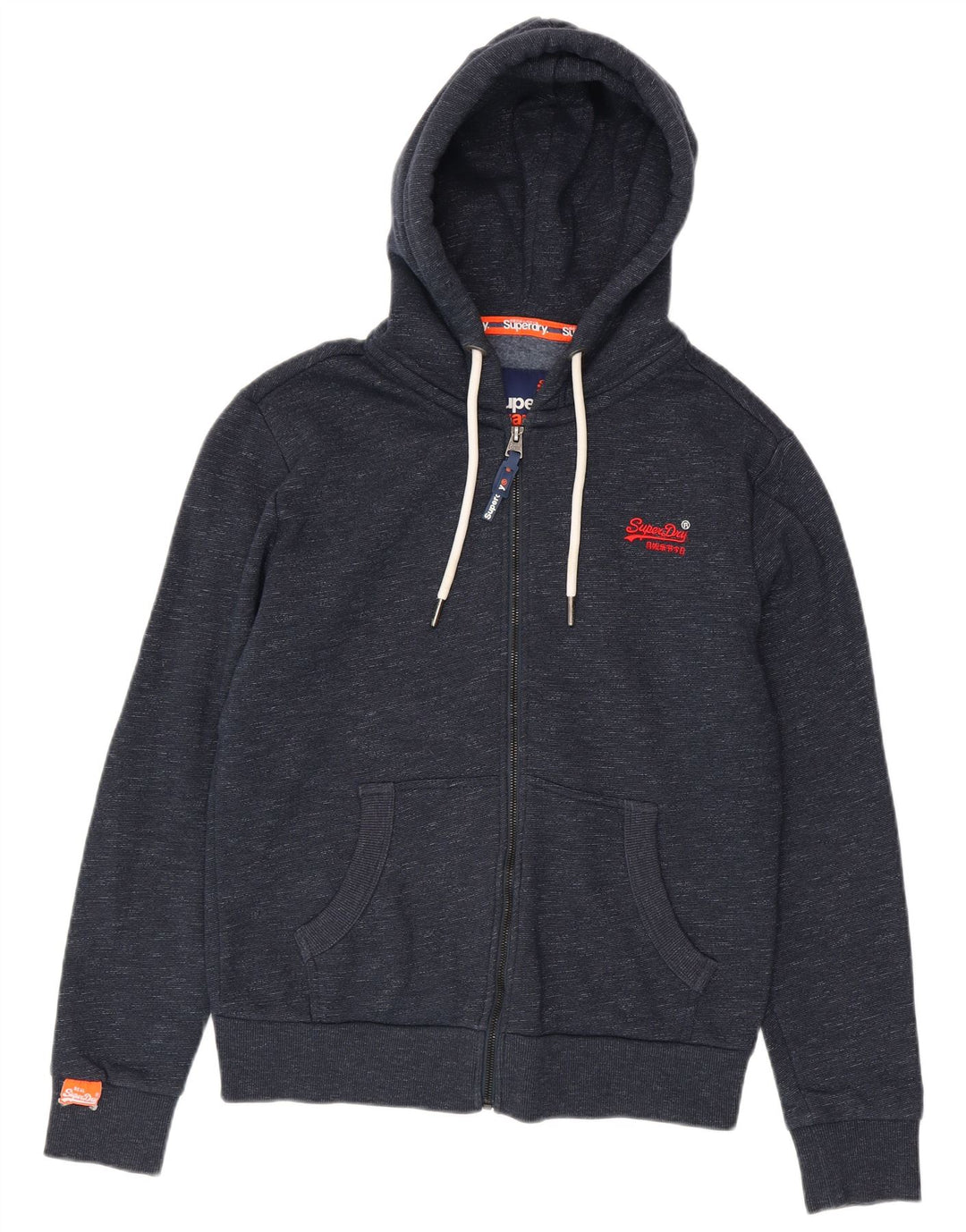Superdry Jersey con capucha y cremallera para hombre de algodón moteado en azul marino mediano