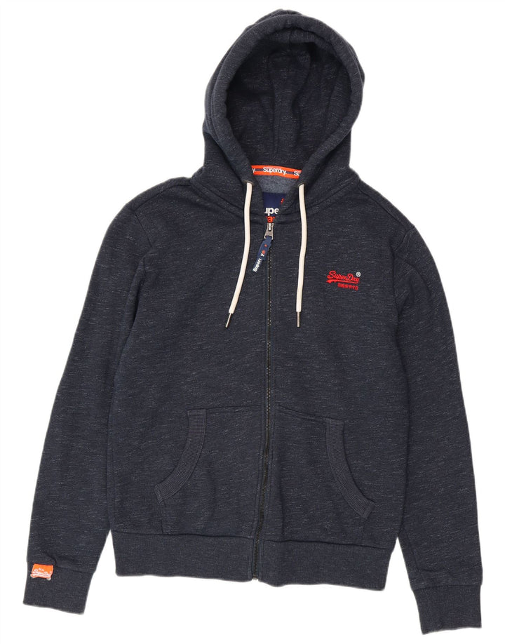 Superdry Jersey con capucha y cremallera para hombre de algodón moteado en azul marino mediano