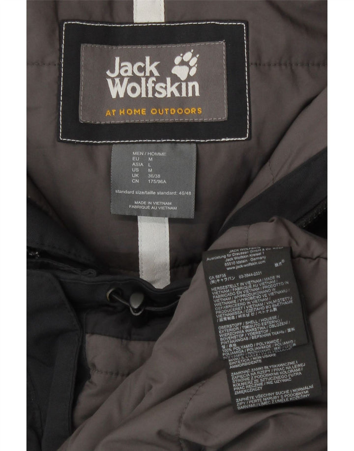 Jack Wolfskin Abrigo cortavientos con capucha para hombre UK 36/38 Mediano Negro Poliamida