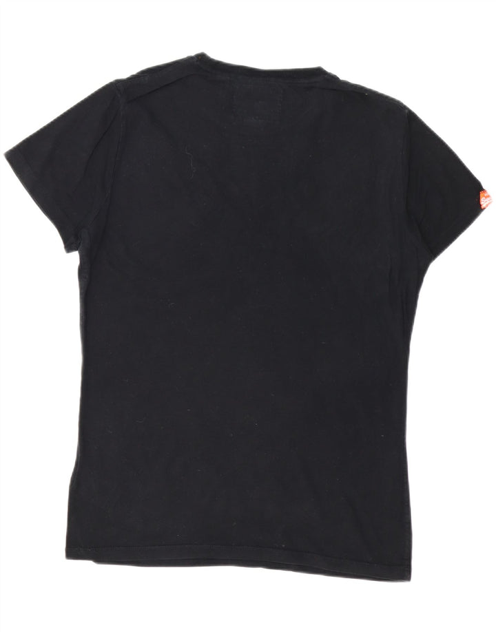 SUPERDRY Hombre Camiseta Top Medium Negro Algodón