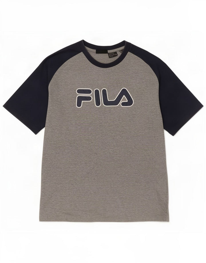 Fila Camiseta gráfica para hombre Top Small gris color block
