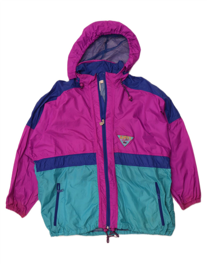 J JEANTEX Chubasquero con capucha para mujer UK 44/46 2XL Morado Colorblock