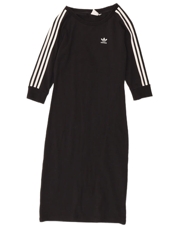 Adidas Vestido de camiseta de manga 3/4 para mujer UK 42 Algodón negro mediano