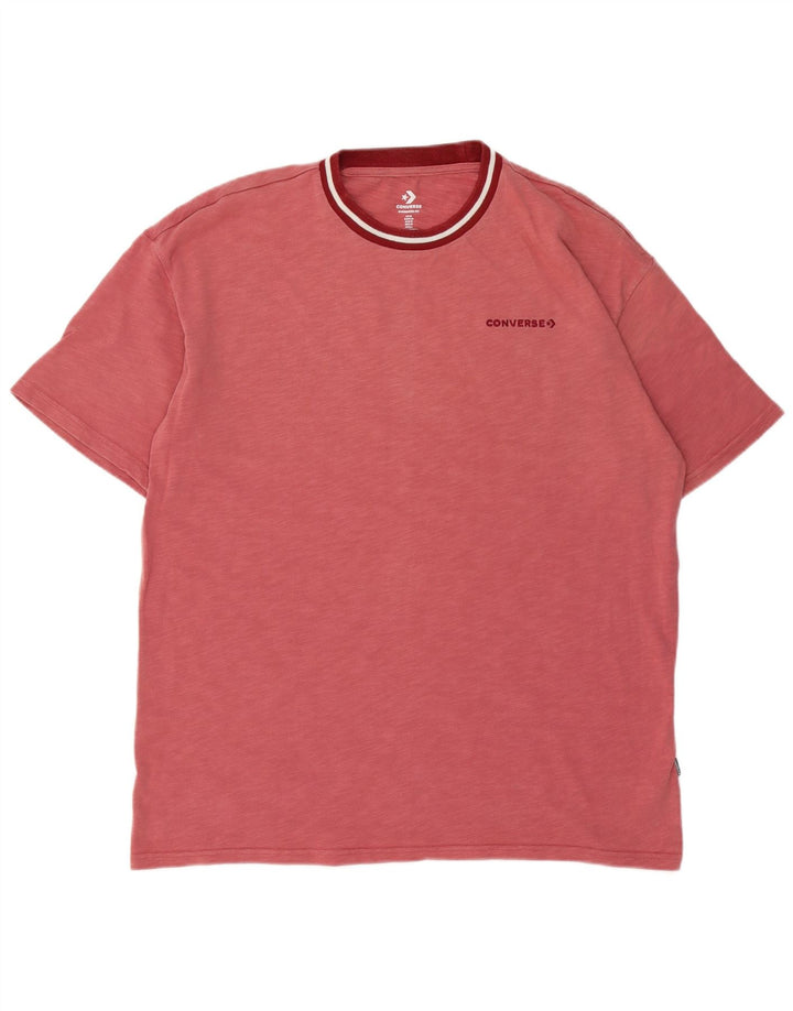 Camiseta con gráfico extragrande de algodón moteado en color burdeos medio para hombre