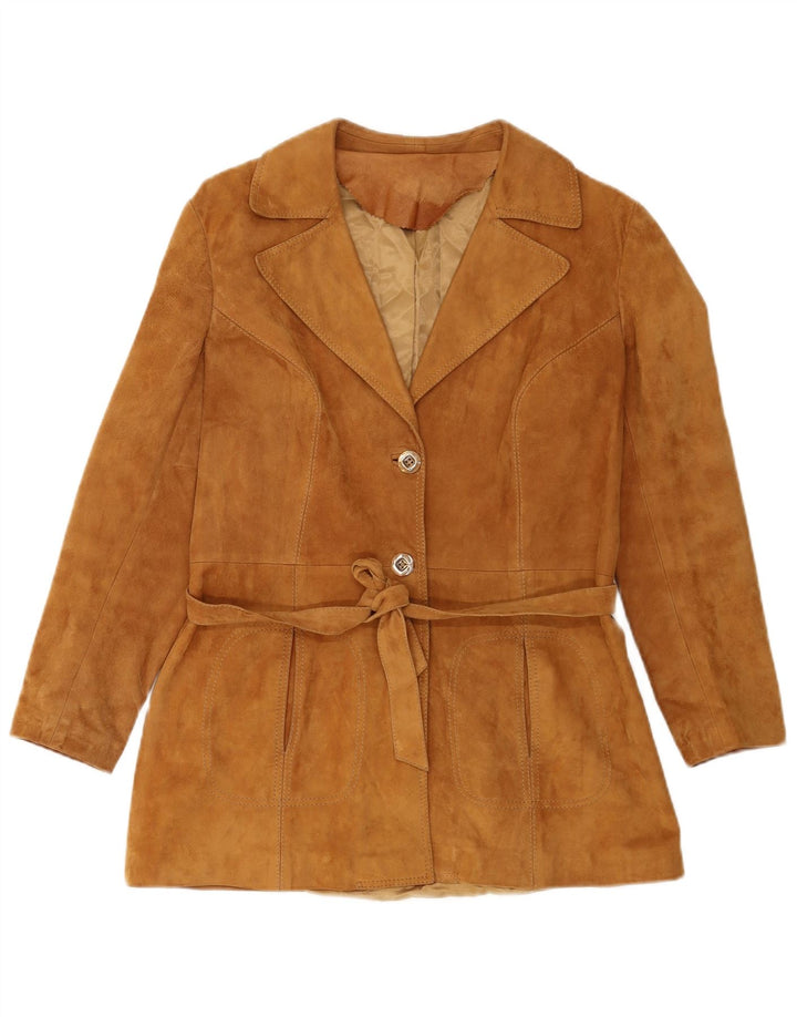 Grand Ford Chaqueta Blazer de Ante con 3 Botones para Mujer IT 46 Grande Beige