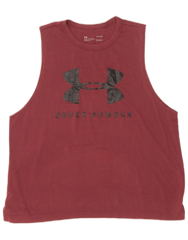 Under Armour Camiseta sin mangas con gráfico Heat Gear para hombre, talla grande, color burdeos