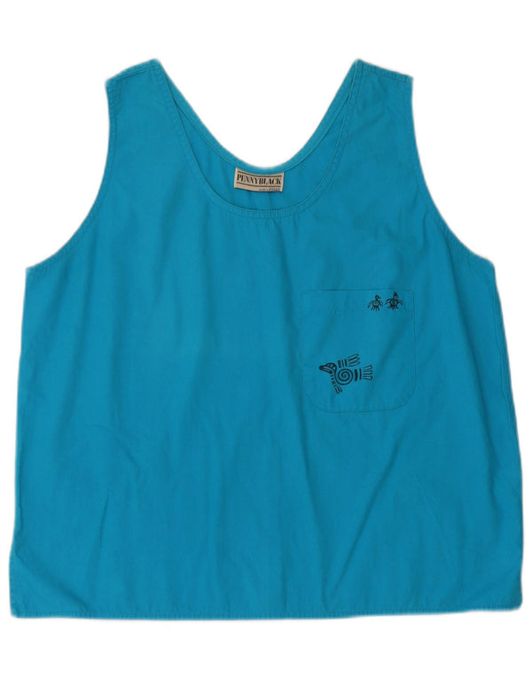 Penny Black Blusa sin mangas corta para mujer UK 46 Algodón azul grande