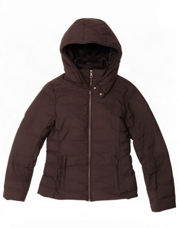 Zara Womens Hooded Padded Jacket UK 6 XS Black Polyester