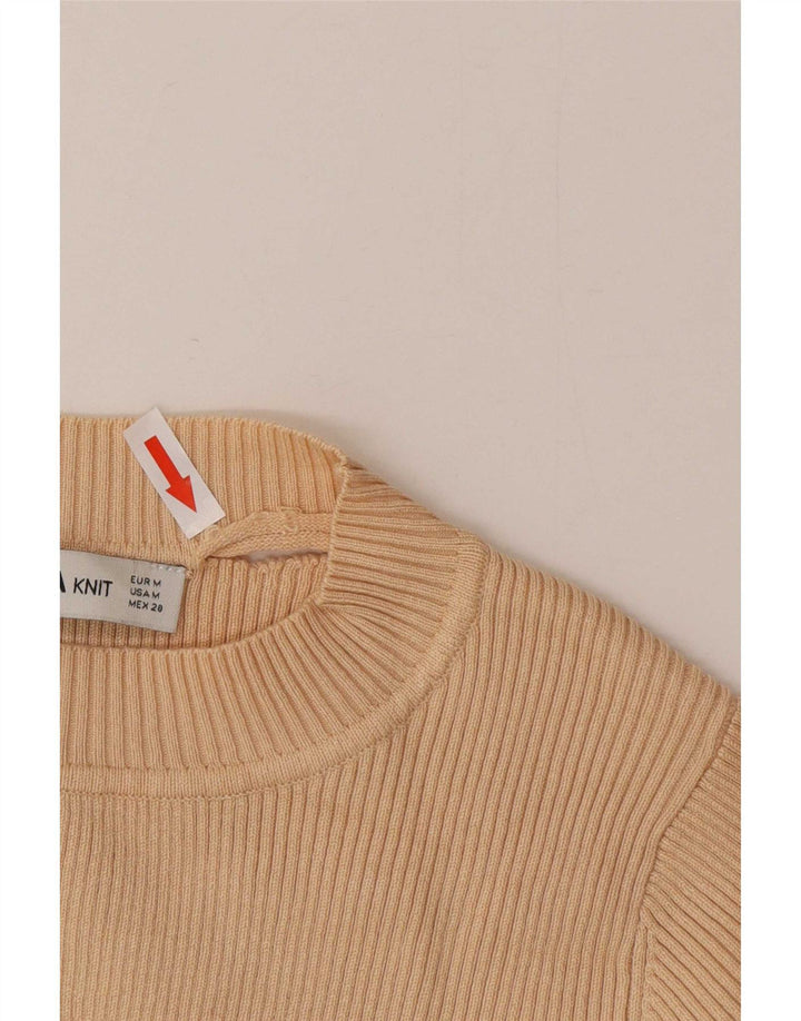 Zara Mujer Crop Top Manga 3/4 UK 42 Medio Beige