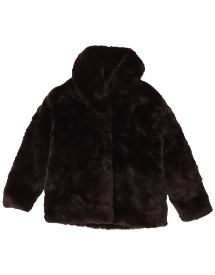 Zara Mujer Chaqueta De Piel Sintética UK 44 Grande Poliéster Negro