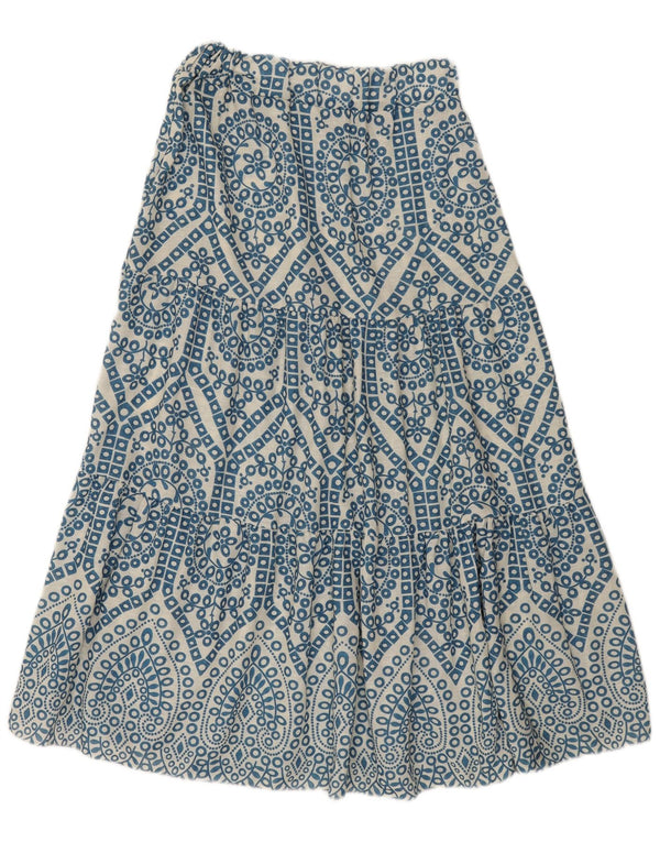 Vintage Mujer Maxi Falda W28 Azul Medio Paisley Viscosa