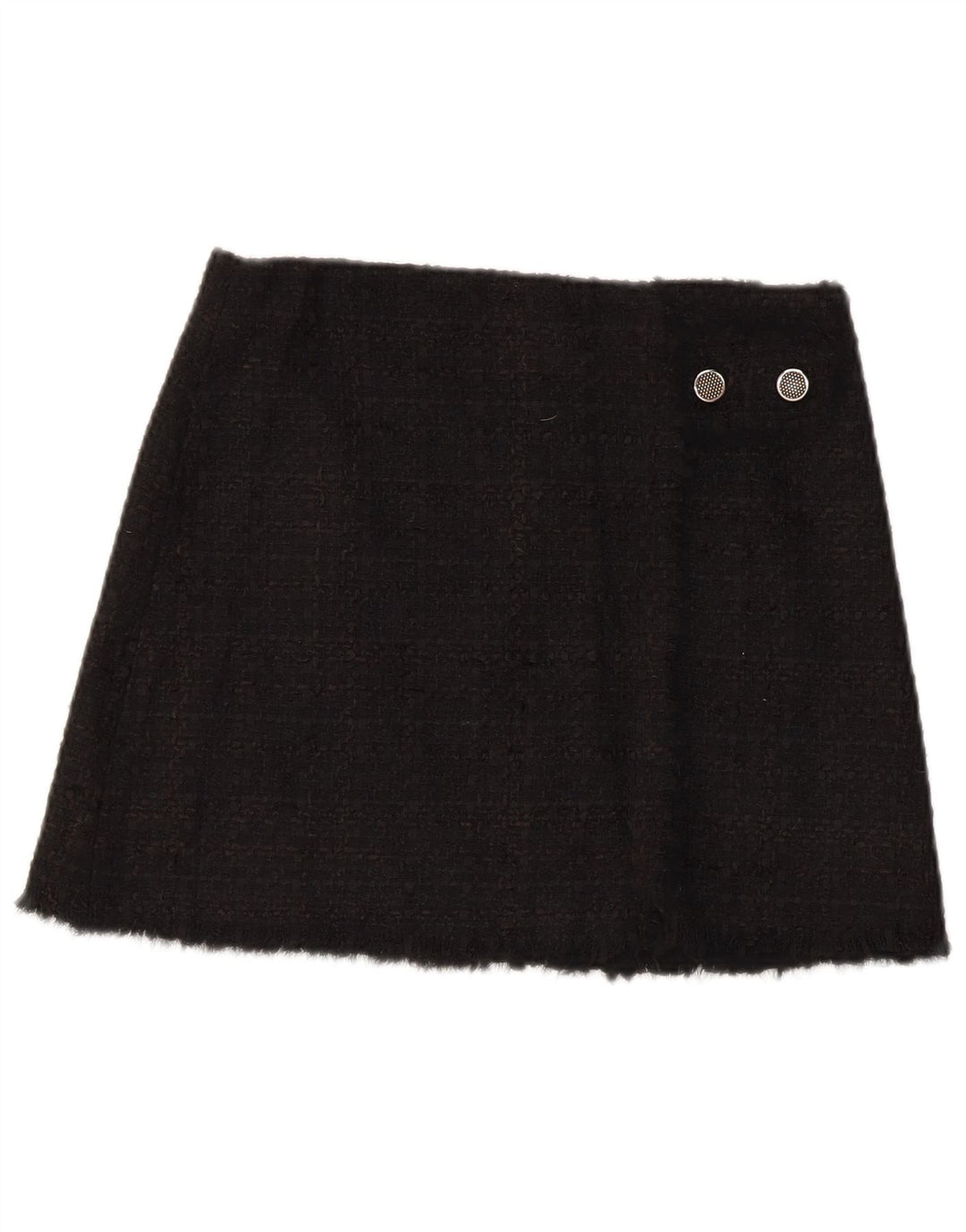 Minifalda Zara Mujer Small W26 Acrílico A Cuadros Negro
