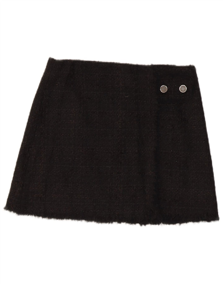Minifalda Zara Mujer Small W26 Acrílico A Cuadros Negro