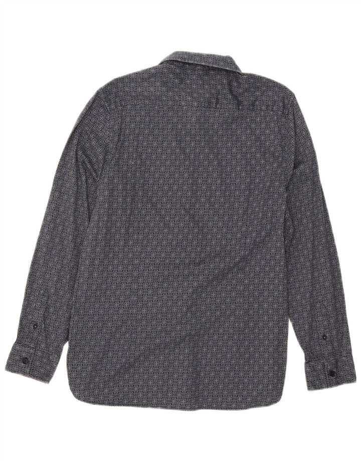 Ted Baker Camisa ajustada para hombre Talla 4 Grande Algodón geométrico azul marino