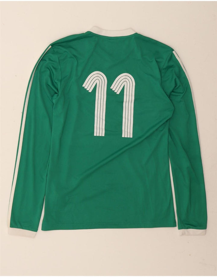 Adidas Mens Climalite Graphic Top Manga Larga Pequeño Verde Rayas Poliéster