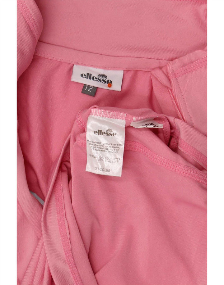 Ellesse Mujer Zip Neck Top Manga Larga UK 42 Poliéster Rosa Medio