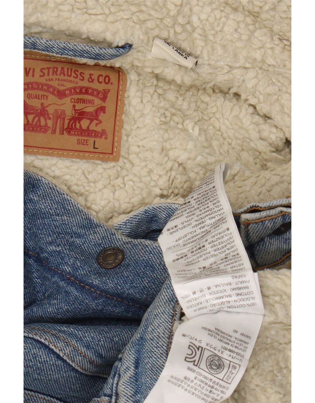 Levi's Chaqueta Sherpa Vaquera para Mujer Reino Unido 44 Grande Algodón Azul