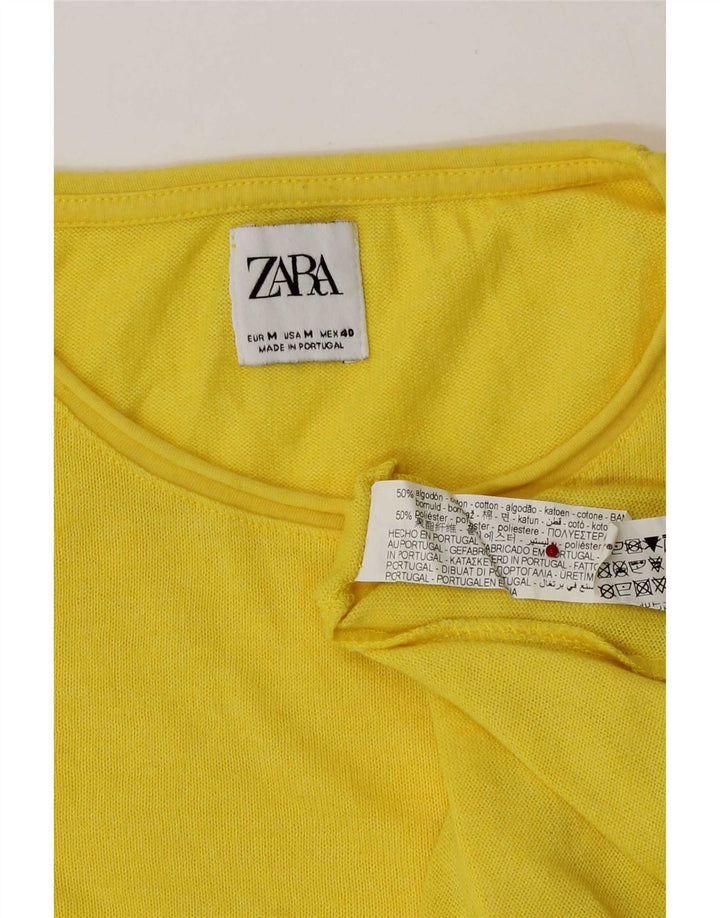 Zara Hombre Camiseta Top Algodón Amarillo Mediano