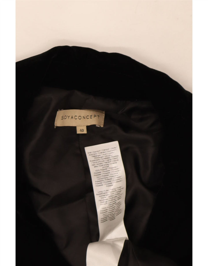Vintage mujer doble pecho terciopelo Blazer chaqueta EU 40 medio negro
