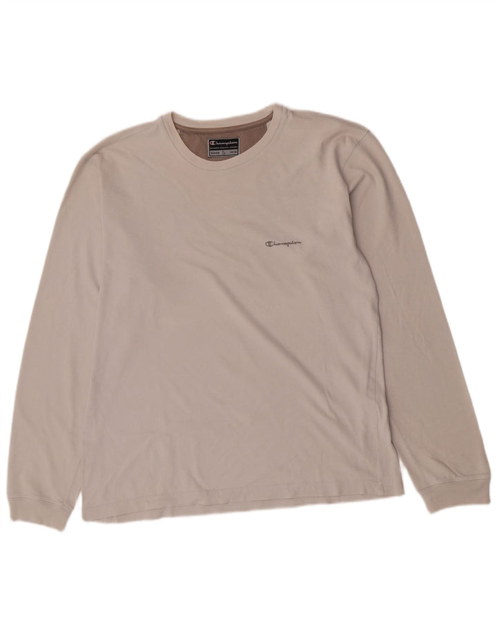 Champion Camiseta De Manga Larga Para Hombre De Algodón Blanco Roto Grande