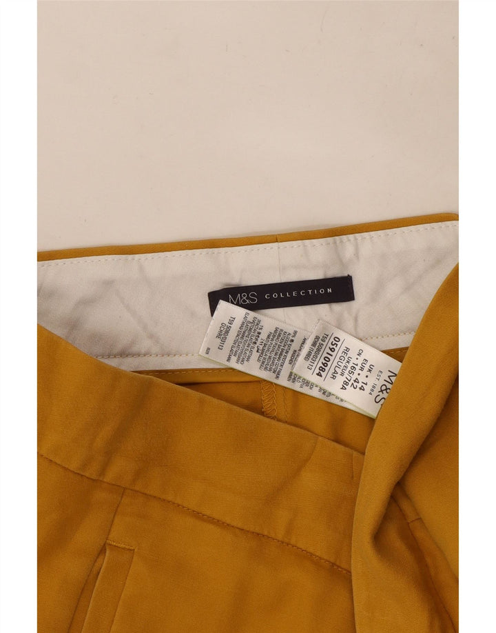 Marks & Spencer Pantalones Cortos Regulares para Mujer UK 14 Medium W34 L24 Amarillo