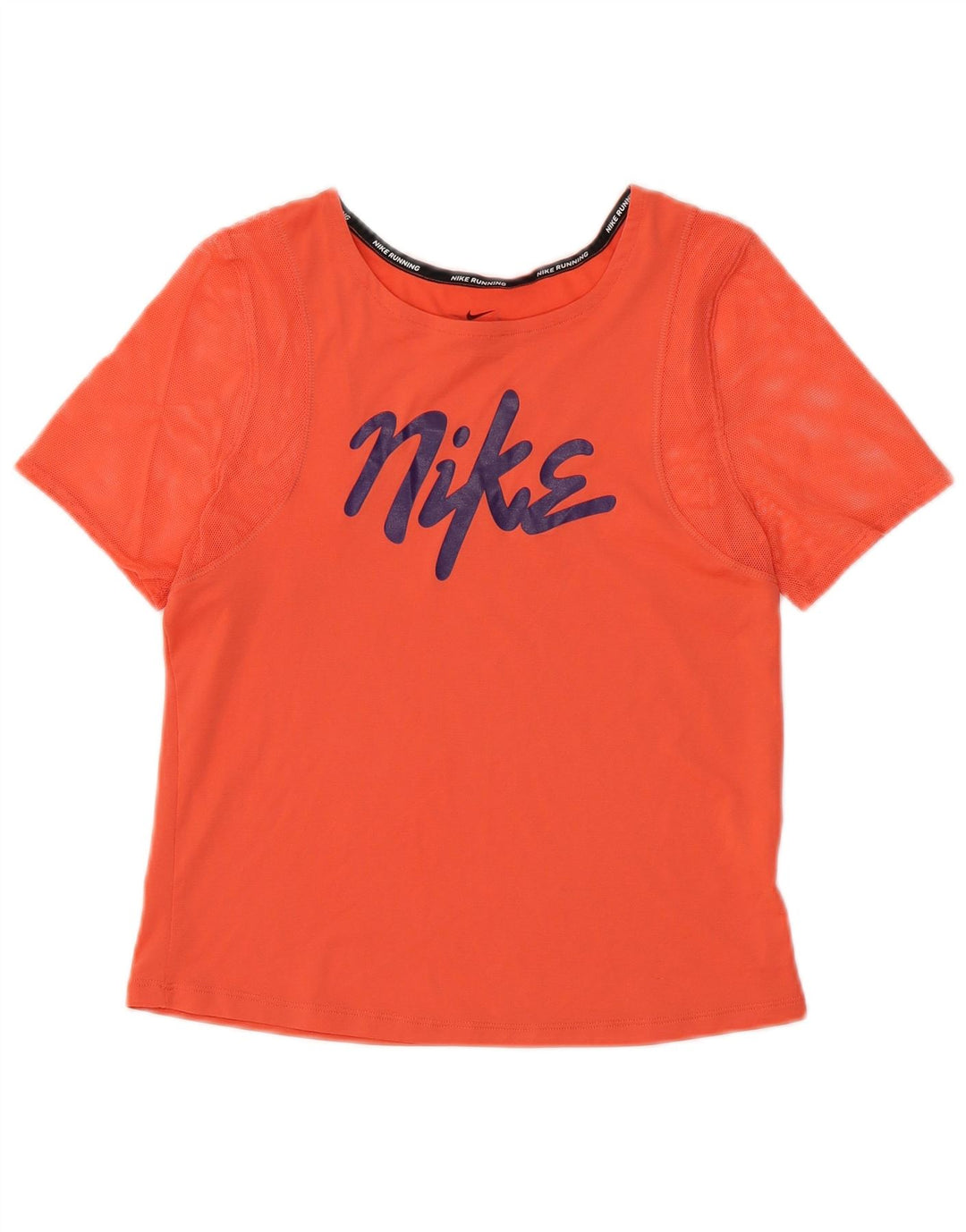 NIKE Mujer Dri Fit Crop Graphic Camiseta Top UK 10 Small Naranja