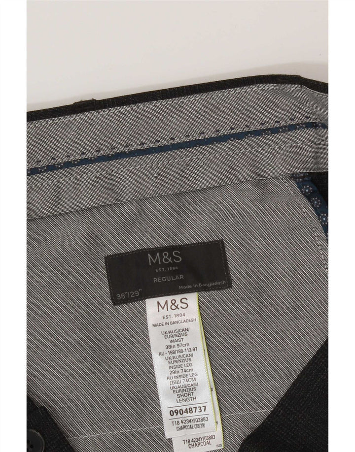 Marks & Spencer Pantalón chino de corte regular para hombre W38 L29 Poliéster gris