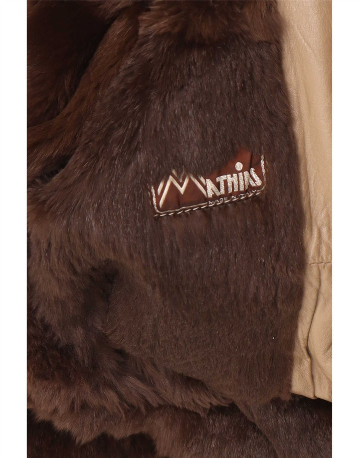 Vintage mujer shearling chaqueta Reino Unido 14 medio caqui