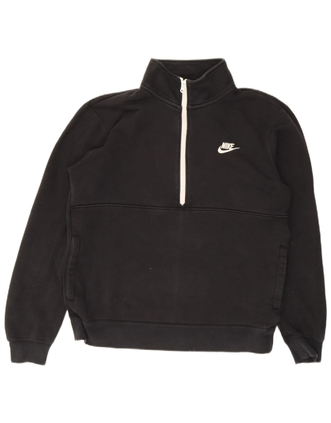 Nike Sudadera con cuello con cremallera y jersey de algodón negro mediano para hombre
