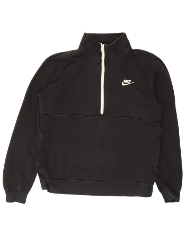 Nike Sudadera con cuello con cremallera y jersey de algodón negro mediano para hombre
