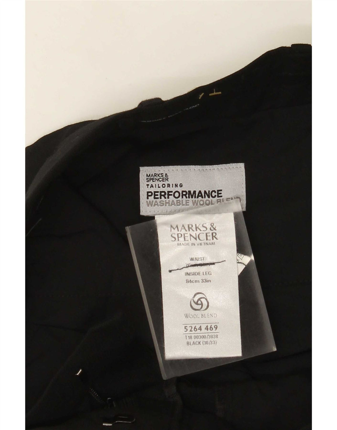 Marks & Spencer Pantalón de traje recto para hombre W30 L33 Poliéster negro