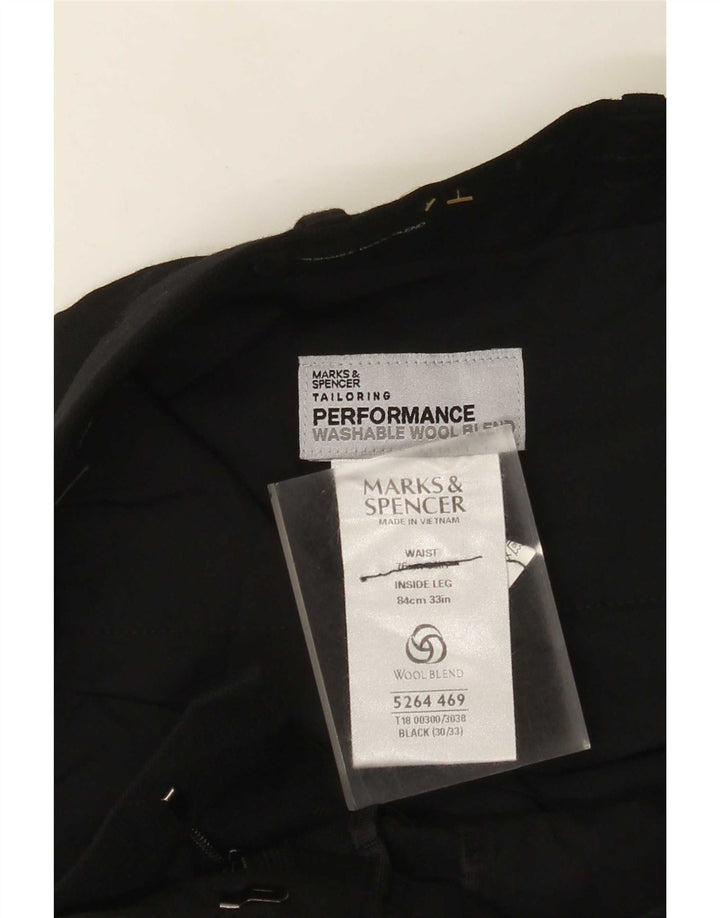 Marks & Spencer Pantalón de traje recto para hombre W30 L33 Poliéster negro