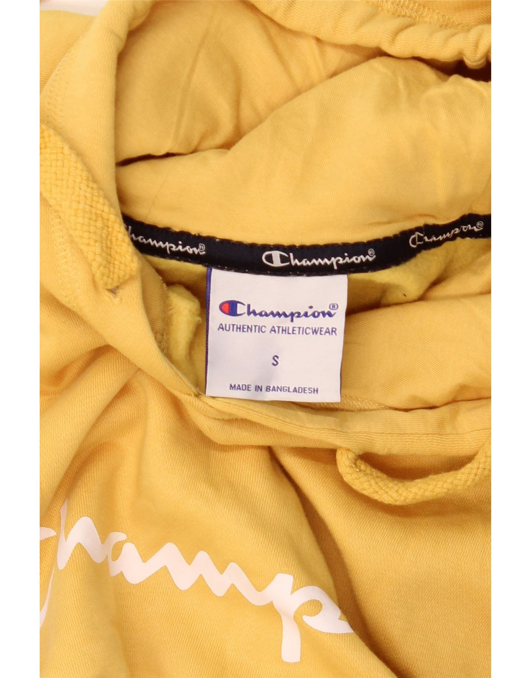 CHAMPION Jersey con capucha gráfica para hombre pequeño amarillo