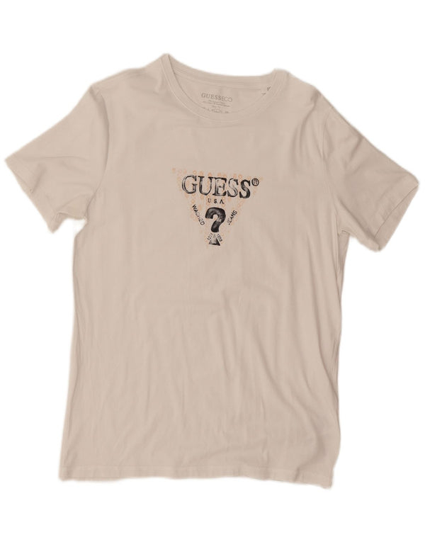 Guess Camiseta gráfica ajustada para mujer UK 46 Large White Cotton