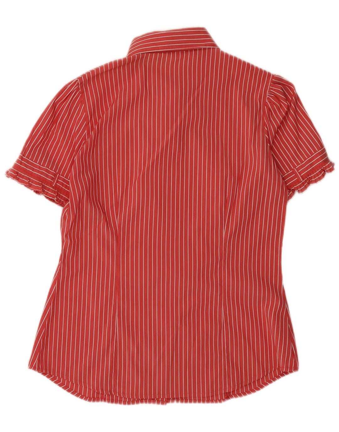 BENETTON Camisa de manga corta para mujer UK 44 Medium Red Pinstripe