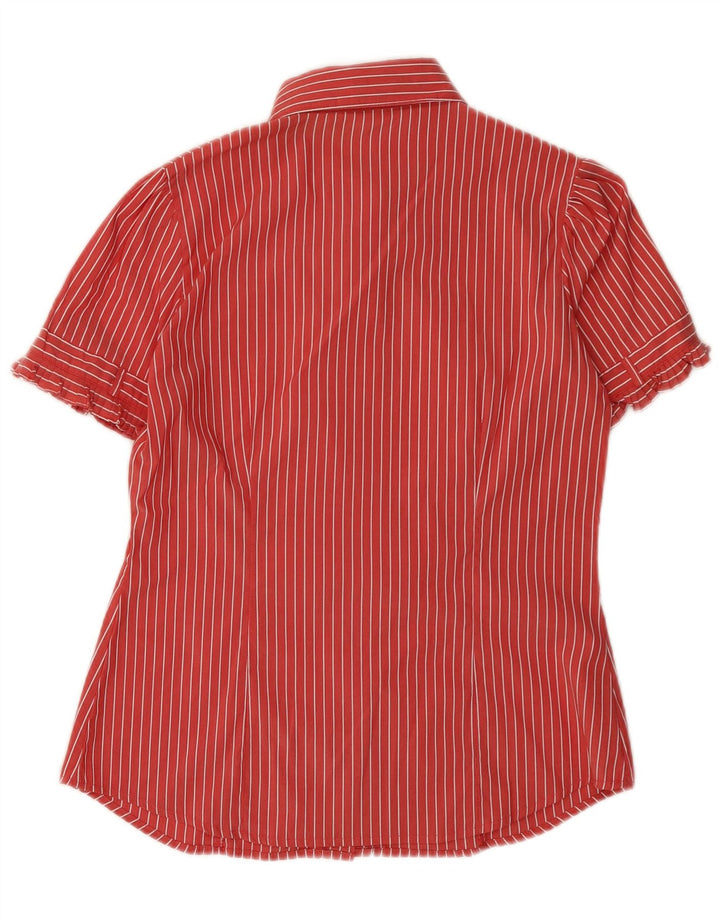 BENETTON Camisa de manga corta para mujer UK 44 Medium Red Pinstripe