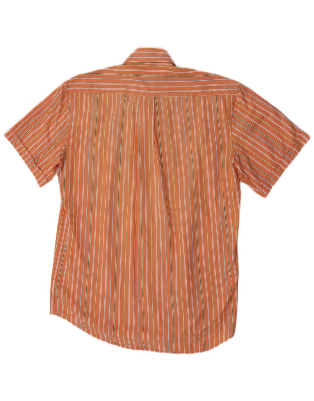 People Camisa de manga corta para hombre de algodón a rayas naranja grande