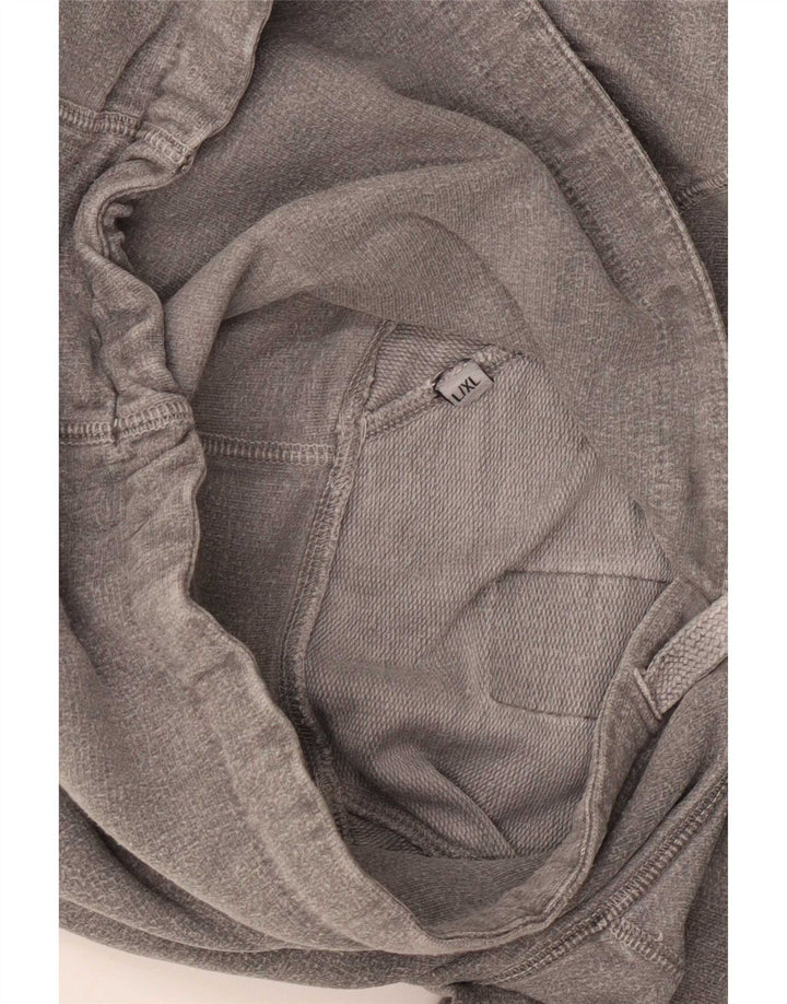 Vintage hombres gráfico sudadera con capucha jumper grande gris