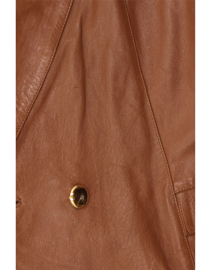 Anfor Chaqueta Blazer de Cuero con Doble Botonadura para Mujer IT 44 Marrón Medio