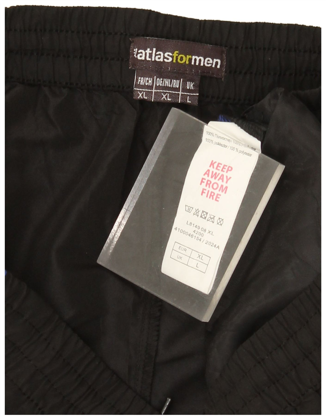 ATLAS FOR MEN Pantalones de chándal para hombre Large Black Colourblock Poliéster
