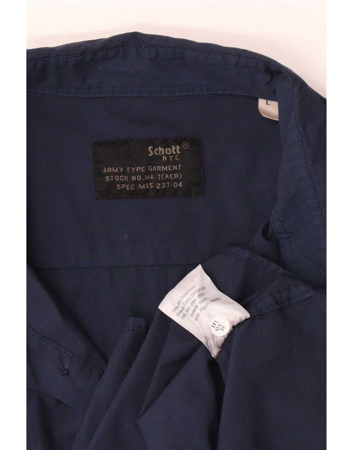 Camisa Schott Hombre Grande Azul Marino Algodón
