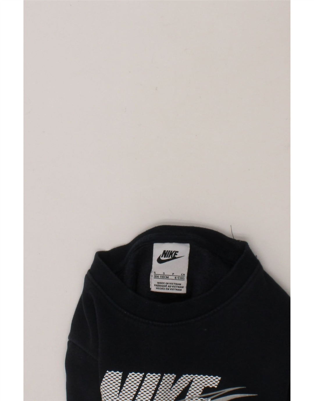 NIKE Boys Graphic Sweatshirt Jumper 4-5 Years Small Navy Blue Cotton Vintage Nike and Second-Hand Nike from Messina Hembry 