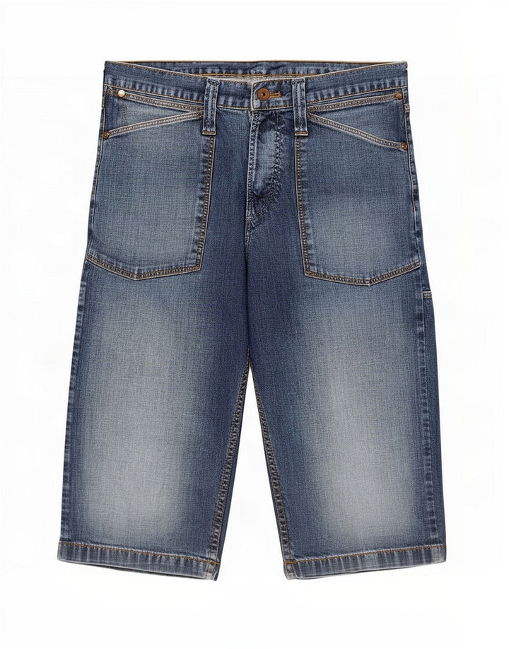 Wrangler Mens Cargo Denim Shorts Medium W33 Algodón Azul