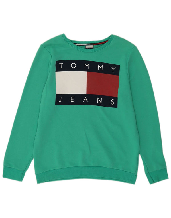 Tommy Hilfiger Sudadera gráfica para mujer Jumper UK 46 Grande Algodón verde