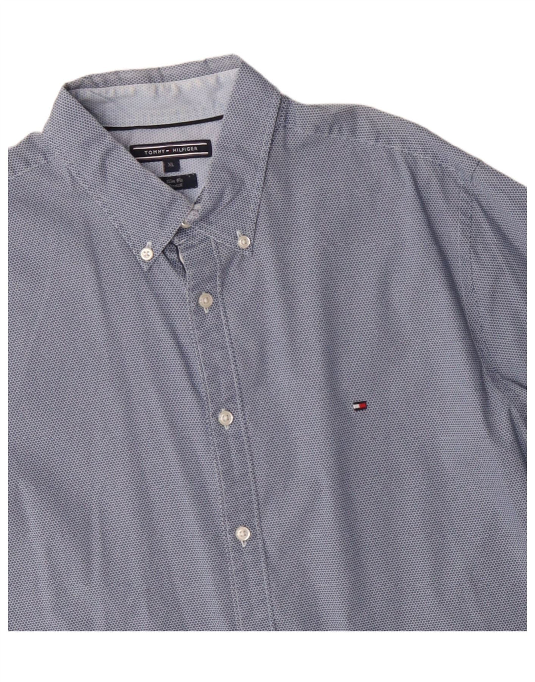 Camisa Tommy Hilfiger Hombre Slim Fit XL Algodón Manchado Azul