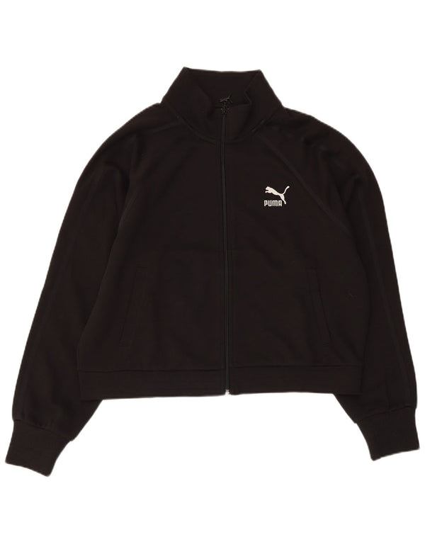 PUMA Chaqueta corta de chándal para mujer UK 14 Mediana Algodón negro