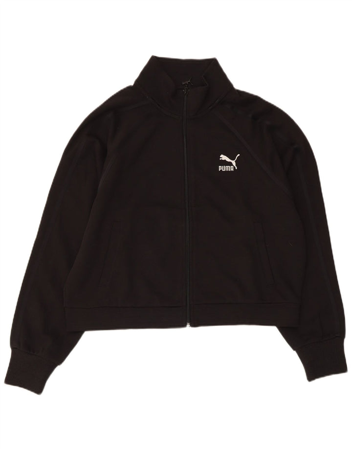 PUMA Chaqueta corta de chándal para mujer UK 14 Mediana Algodón negro